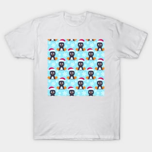 Penguins in Snowy Pattern T-Shirt